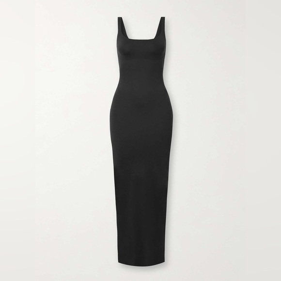 SKIMS BODY LONG SLIP DRESS SL-MAX-4112 ONYX BLACK SZ SMALL - Picture 4 of 15